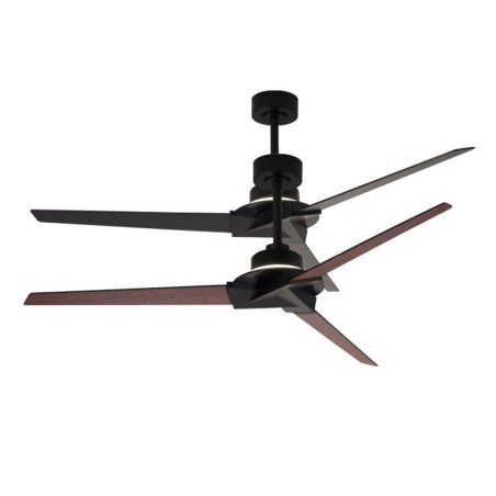 Plafón LED 20W Ventilador 40W serie BRISA MINI Negro+Madera - 151x44.5h