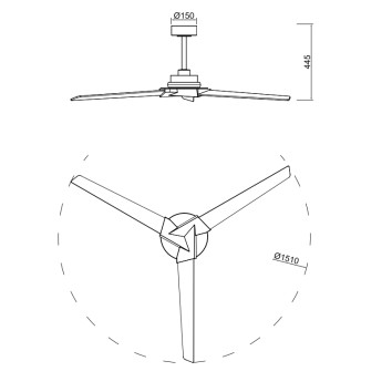 Plafón LED 20W Ventilador 40W serie BRISA MINI Blanco - 151x44.5h 2
