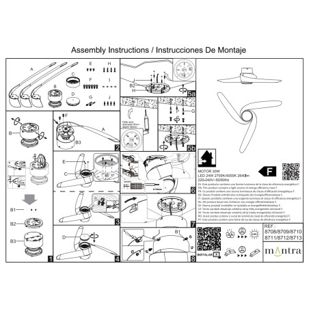 Plafón LED 24W Ventilador 30W serie ISLAND Negro - 102x21.5h
