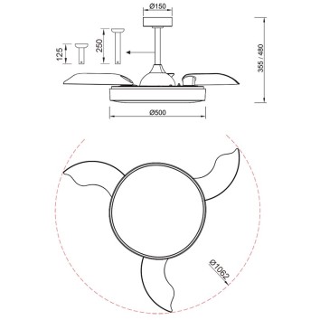 Plafón LED 50W Ventilador 30W serie ALASKA Blanco - 50x35.5-48h 2