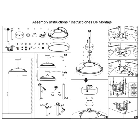 Plafón LED 45W Ventilador 25W serie ALASKA Madera - 43x35.5-48h