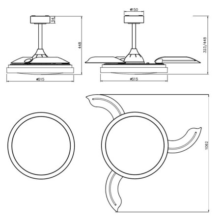 Plafón LED 50W Ventilador 30W serie SIBERIA Blanco - 50x32.5-45h