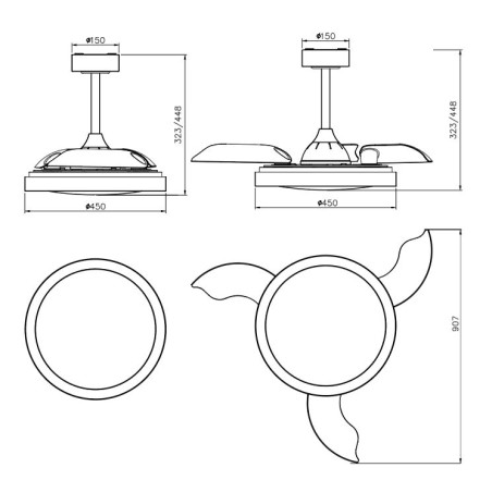 Plafón LED 40W Ventilador 28W serie SIBERIA Blanco - 43x32.5-45h