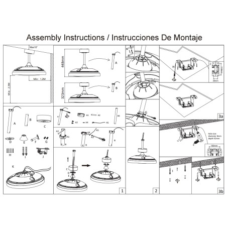 Plafón LED 40W Ventilador 28W serie SIBERIA Blanco - 43x32.5-45h