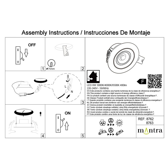 Empotrable LED CCT serie PANAMA Blanco - 8.6x2.9h