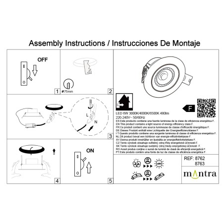 Empotrable LED CCT serie PANAMA Blanco - 8.6x2.9h