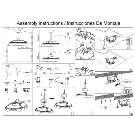 Plafón LED 50W Ventilador 28W serie MISTRAL Madera - 50x32.5-45h