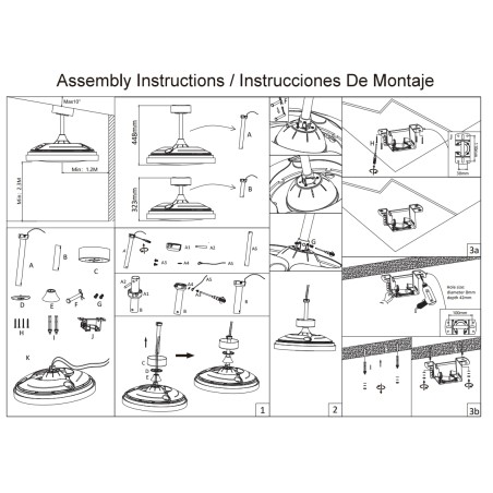 Plafón LED 40W Ventilador 25W serie MISTRAL MINI Madera - 43x32.5-45h