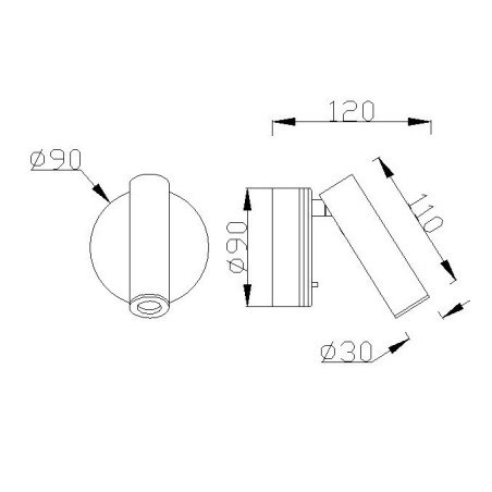 Aplique Lector LED  serie PREA Negro - 9x12x11h