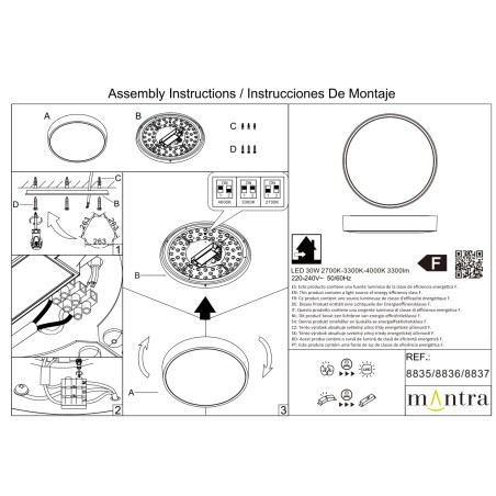 Plafón LED  30W Madera CCT serie CUMBUCO II Madera - 38x6.8h