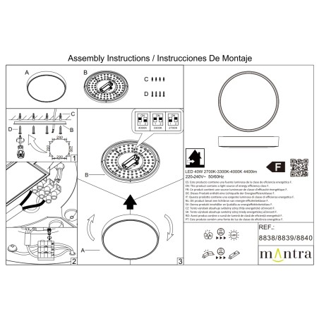 Plafón LED  40W Negro CCT serie CUMBUCO II Negro - 50x6.8h