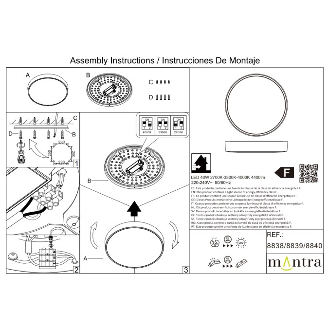 Plafón LED  40W Madera CCT serie CUMBUCO II Madera - 50x6.8h