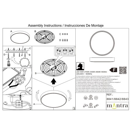 Plafón LED  50W Negro CCT serie CUMBUCO II Negro - 65x7h