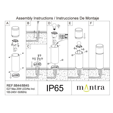 SOBREMURO EXTERIOR BLANCO REDONDO 35CM IP65 E27 serie CHICAGO Blanco - 12x35h