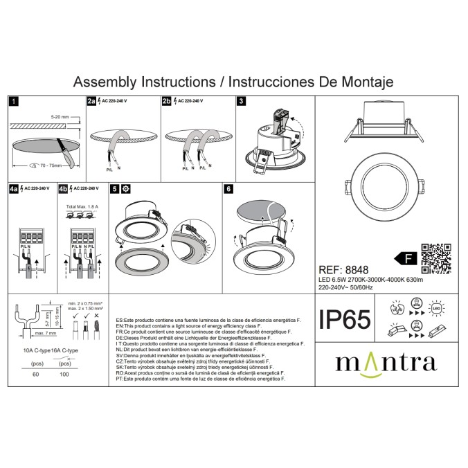 EMPOTRABLE BLANCO LED IP65 - 6,5W - CCT serie YUCATAN Blanco - 8.7x4.7h