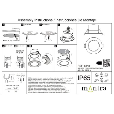 EMPOTRABLE BLANCO LED IP65 - 6,5W - CCT serie YUCATAN Blanco - 8.7x4.7h