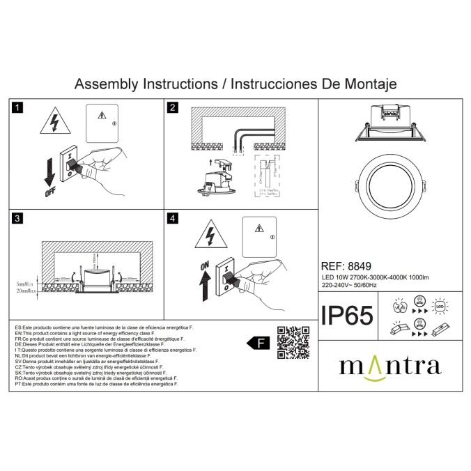 EMPOTRABLE BLANCO LED IP65 - 10W - CCT serie YUCATAN Blanco - 10.5x5.8h