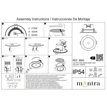 EMPOTRABLE BLANCO LED IP54 - 8W - CCT - PIR SENSOR serie YUCATAN Blanco - 10.5x5.8h