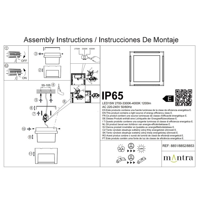 PLAFON/APLIQUE EXTERIOR NEGRO LED IP65 - 15W - CCT serie CREEK Negro - 16.1x16.1x11.1h