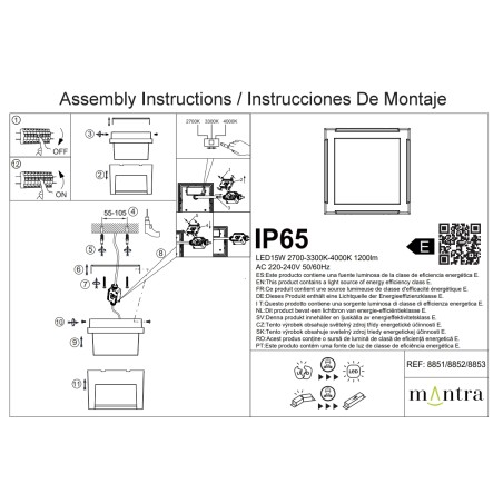 PLAFON/APLIQUE EXTERIOR NEGRO LED IP65 - 15W - CCT serie CREEK Negro - 16.1x16.1x11.1h