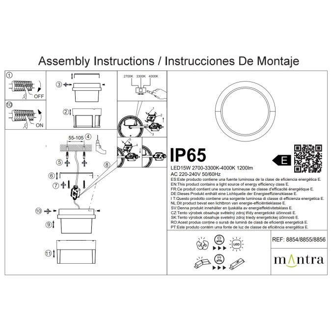 APLIQUE EXTERIOR NEGRO LED IP65 - 15W - CCT serie CREEK Negro - 17x10h
