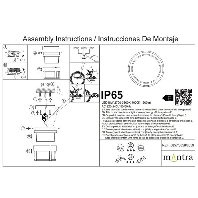 PLAFON/APLIQUE EXTERIOR BLANCO LED IP65 - 15W - CCT serie CREEK Blanco - 17x11h