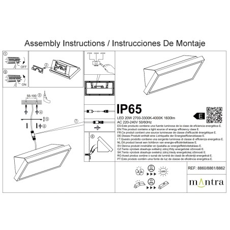 APLIQUE EXTERIOR BLANCO LED IP65 - 20W - CCT serie CREEK Blanco - 26.8x10.8x10.8h