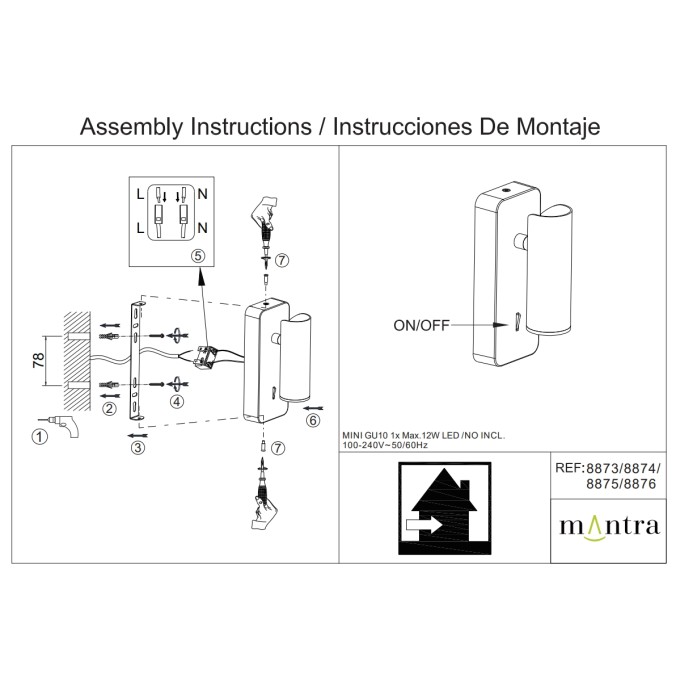 Aplique Lector Mini GU10 serie NOTTE Cuero - 6.5x16h
