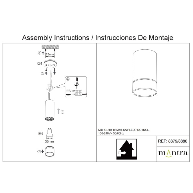 FOCO S MINI GU10 NEGRO serie SPLIT Negro - 4x10h