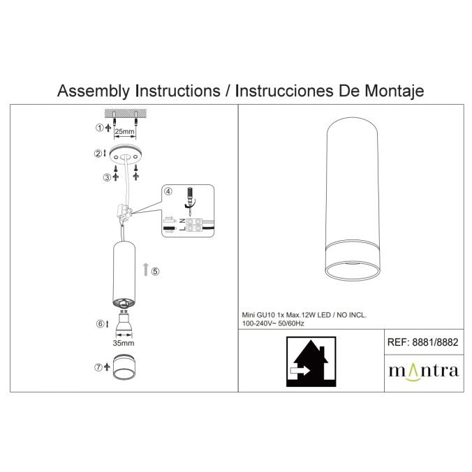 FOCO M MINI GU10 NEGRO serie SPLIT Negro - 4x20h