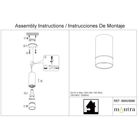 FOCO GU10 NEGRO serie SPLIT Negro - 6x13.5h