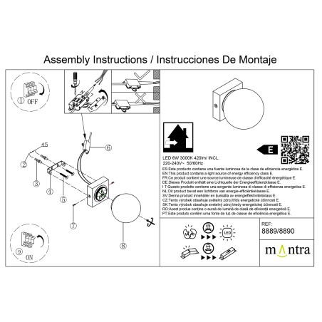PLAFON/APLIQUE LED 6W 3000K ORO SATINADO serie PUEBLA Oro Satinado - 14.2x12.5h