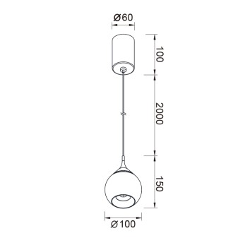 COLGANTE LED 7W 3000K serie DROP Negro Perla - 10x25-225h 2