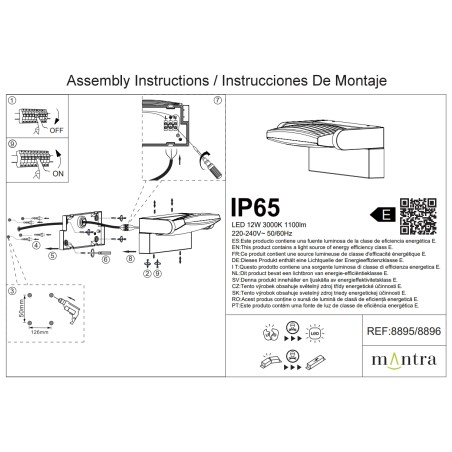 Aqlique LED 12W 3000K Blanco serie HOOD Blanco - 17.5x12.4x8.6h