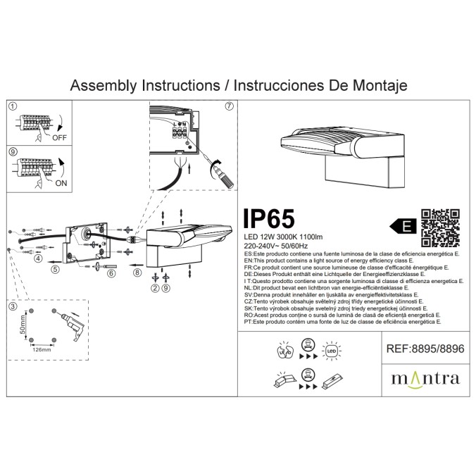 Aqlique LED 12W 3000K Gris Oscuro serie HOOD Gris Oscuro - 17.5x12.4x8.6h