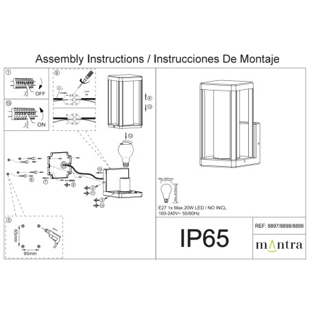 Aqlique 1L E27 Gris Oscuro serie NEVADA Gris Oscuro - 15x12x24h