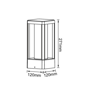 Sobremuro 1L E27 Negro serie NEVADA Negro - 12x12x26.4h 2