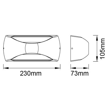 Aqlique LED 12W 3000K Gris Oscuro serie BUTAN Gris Oscuro - 23x10.5x7.1h 2