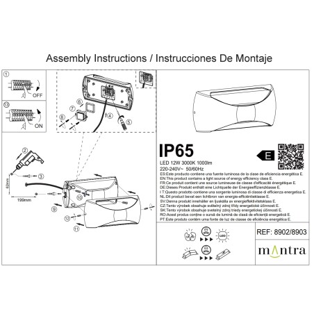 Aqlique LED 12W 3000K Gris Oscuro serie BUTAN Gris Oscuro - 23x10.5x7.1h