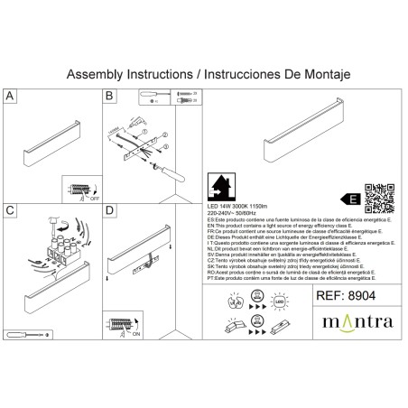 Aqlique LED 14W 3000K Blanco serie EGEO Blanco - 41x9x3.5h