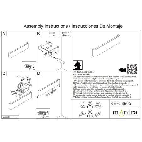 Aqlique LED 14W 4000K Blanco serie EGEO Blanco - 41x9x3.5h