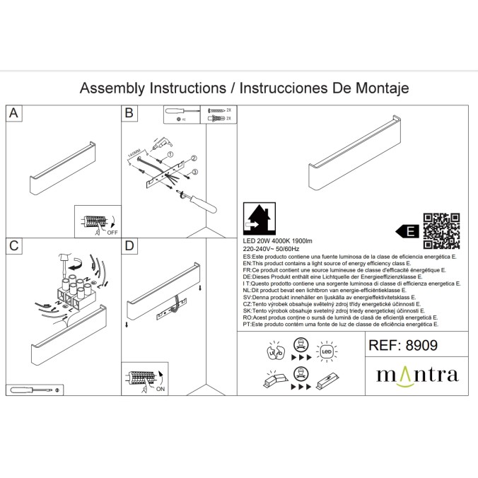 Aqlique LED 20W 4000K Blanco serie EGEO Blanco - 61x9x3.5h Aqlique LED 20W 4000K Blanco serie EGEO Blanco - 61x9x3.5h