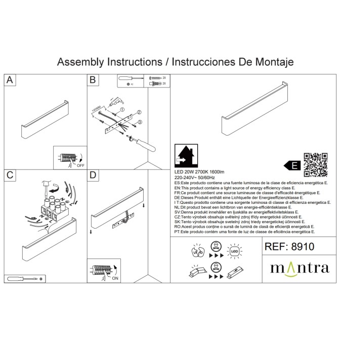 Aqlique LED 20W 2700K Negro serie EGEO Negro - 61x9x3.5h