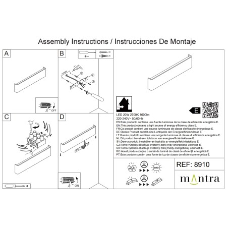 Aqlique LED 20W 2700K Negro serie EGEO Negro - 61x9x3.5h