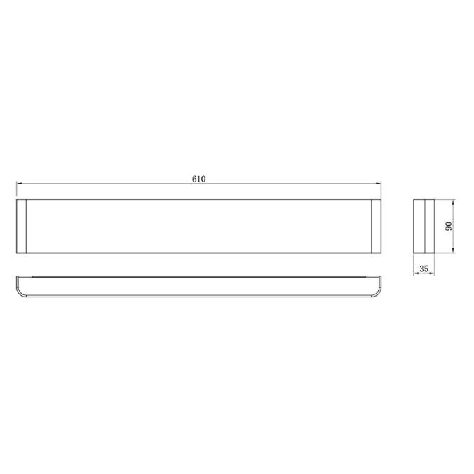 Aqlique LED 20W 3000K Negro serie EGEO Negro - 61x9x3.5h