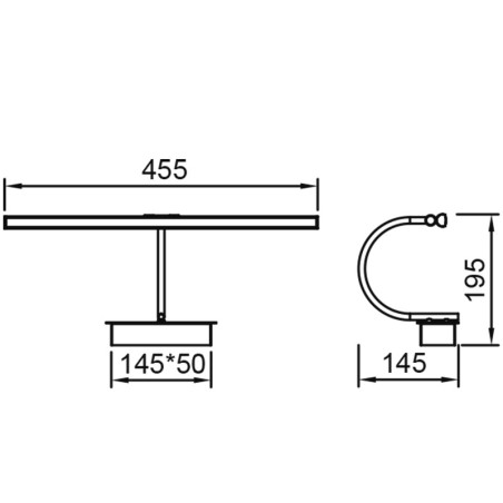 Aplique LED 8W 3000K serie PARACURU Negro - 45.5x19.5x14.5h