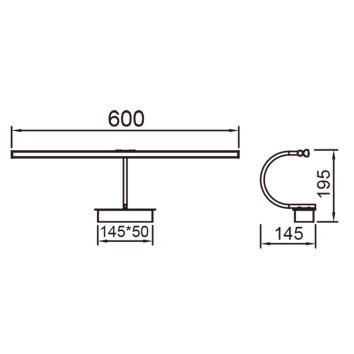 Aplique LED 12W 3000K serie PARACURU Negro - 60x19.5x14.5h 2