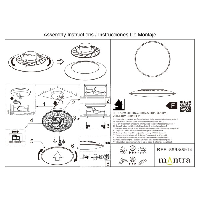Plafón LED 50W CCT FINLAND serie SLIM CCT Blanco - 46x11.7h