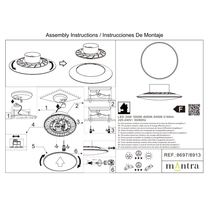 Plafón LED 24W CCT FINLAND serie SLIM CCT Negro - 37x10.7h