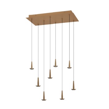 Colgante Cuadrado 8xLED 5W 3000K W/T Cristal serie ANDROMEDA Oro - 50x30x180h